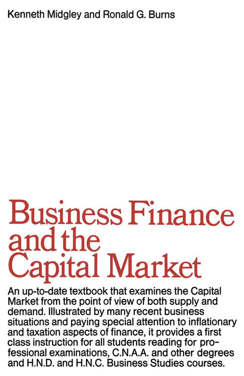 Book cover of Business Finance & the Capital Market (1st ed. 1969)