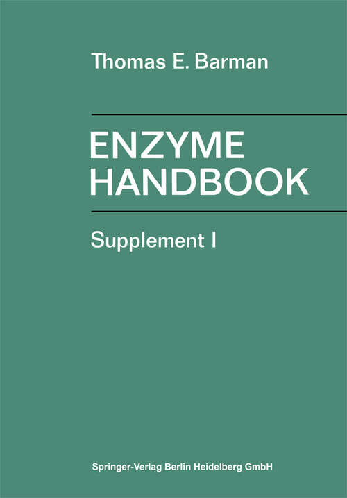 Book cover of Enzyme Handbook: Supplement I (1974)