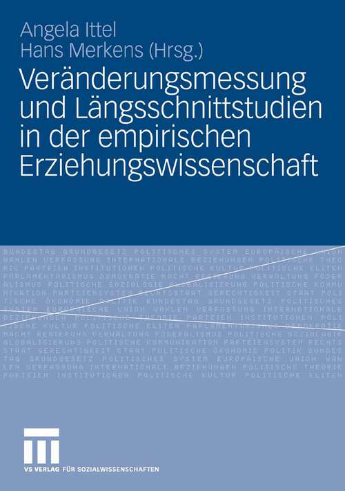 Book cover of Veränderungsmessung und Längsschnittstudien in der empirischen Erziehungswissenschaft (2006)