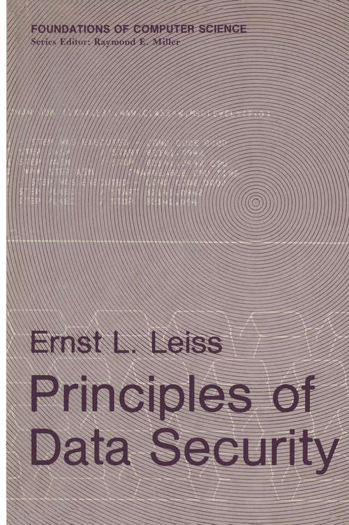 Book cover of Principles of Data Security (1982) (Foundations of Computer Science)