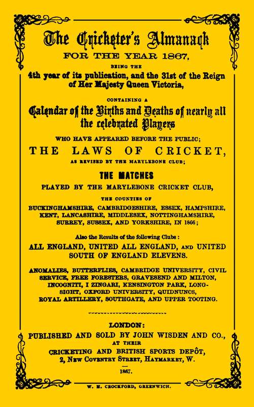 Book cover of Wisden Cricketers' Almanack 1867