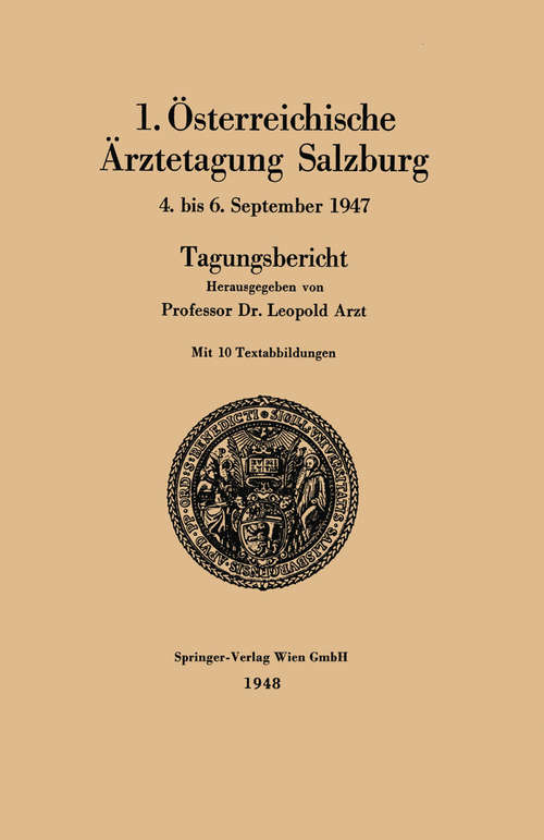 Book cover of Salzburg, 4. bis 6. September 1947 (1. Aufl. 1948) (Österreichische Ärztetagung #1)