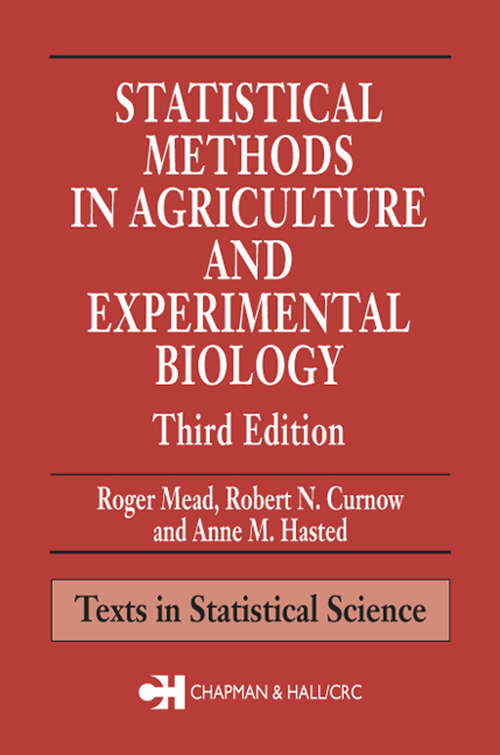 Book cover of Statistical Methods in Agriculture and Experimental Biology (3)