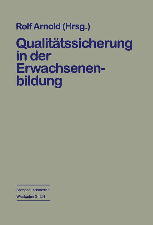 Book cover of Qualitätssicherung in der Erwachsenenbildung (1997)