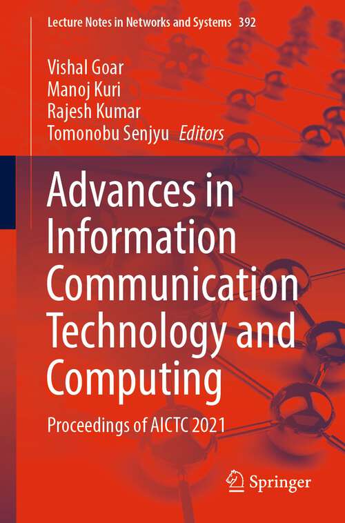 Book cover of Advances in Information Communication Technology and Computing: Proceedings of AICTC 2021 (1st ed. 2022) (Lecture Notes in Networks and Systems #392)