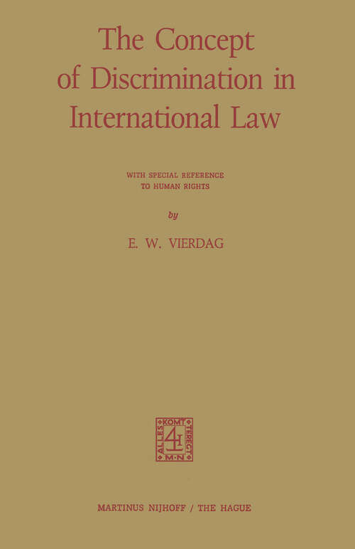 Book cover of The Concept of Discrimination in International Law: With Special Reference to Human Rights (1973)