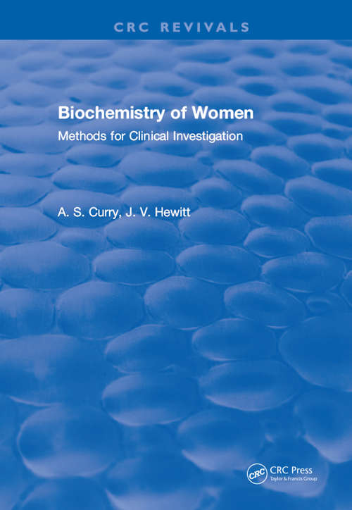 Book cover of Biochemistry of Women Methods: For Clinical Investigation
