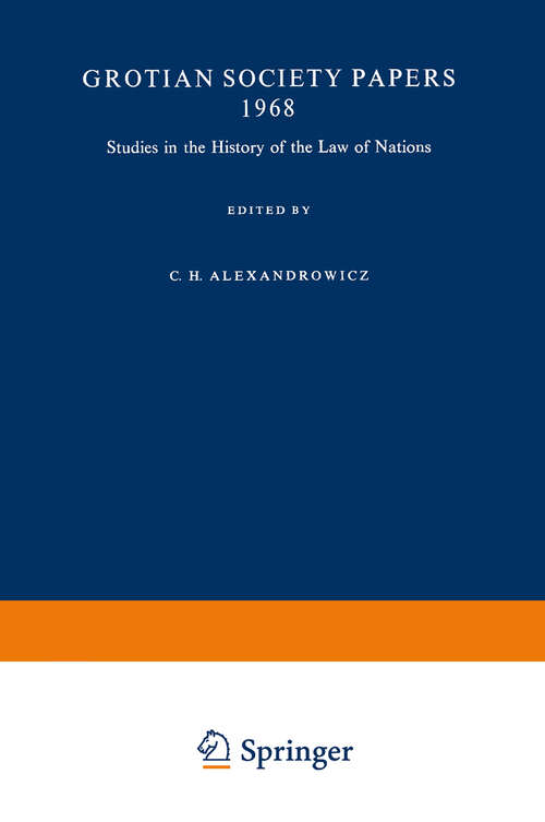 Book cover of Studies in the History of the Law of Nations (1970)