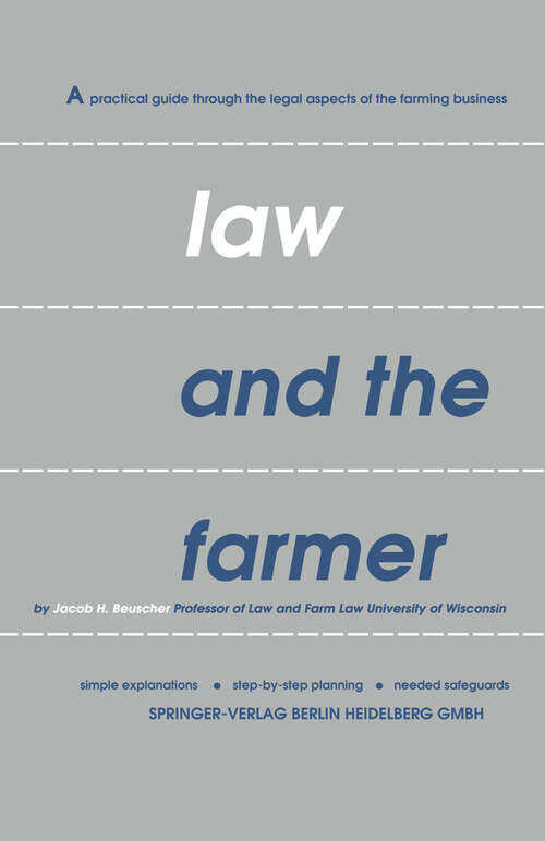 Book cover of Law and the farmer (1953)