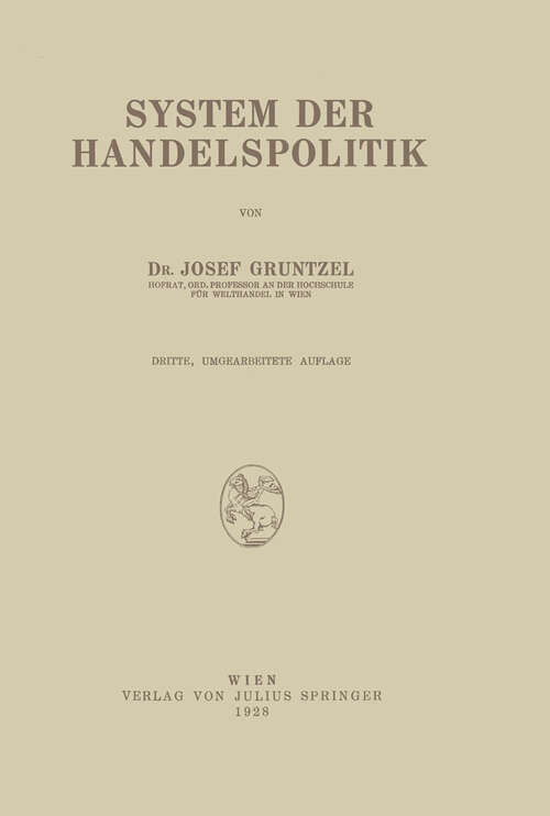 Book cover of System der Handelspolitik (3. Aufl. 1928)