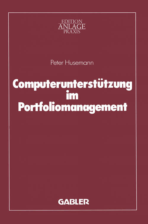Book cover of Computerunterstützung im Portfoliomanagement (1988)