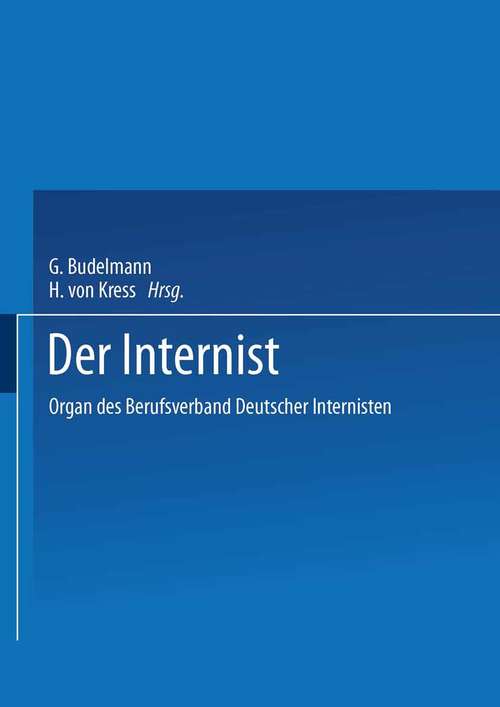 Book cover of Der Internist: (pdf) (1. Aufl. 1988)