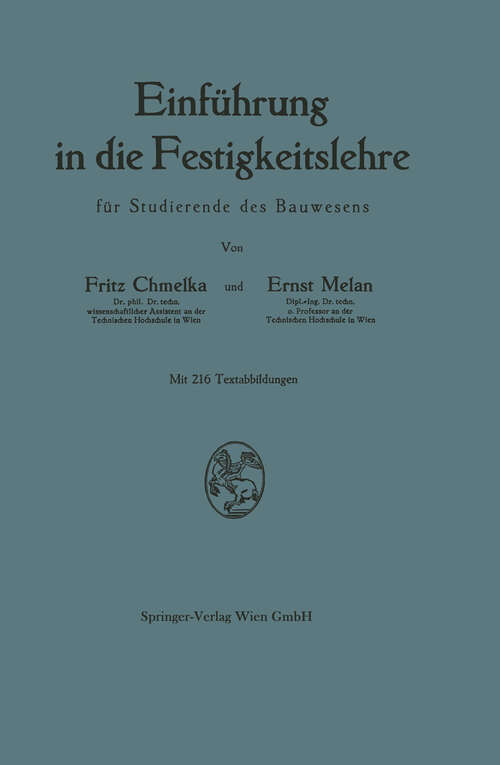 Book cover of Einführung in die Festigkeitslehre für Studierende des Bauwesens (1946)