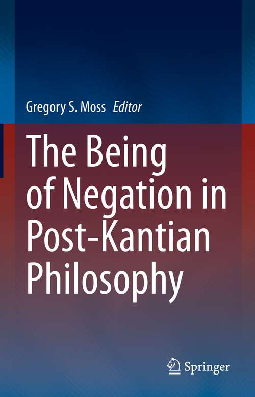 Book cover of The Being of Negation in Post-Kantian Philosophy (1st ed. 2023)